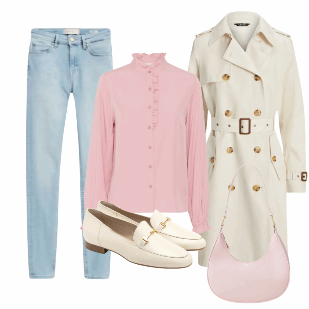 outfit so slim rifľami a farbou jari 2025