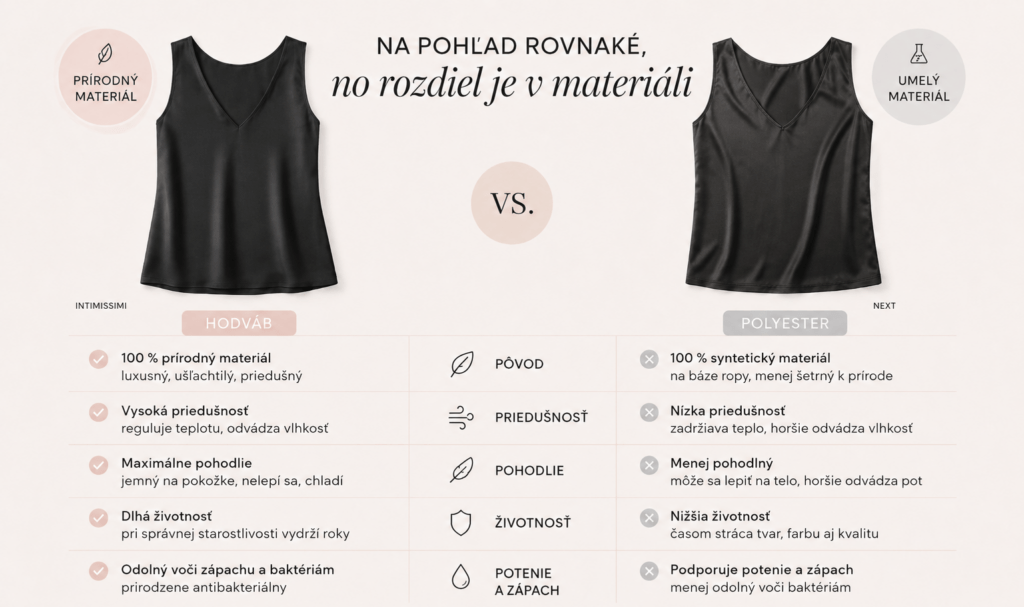Porovnanie dvoch rovnakých topov, no z iných materiálov
