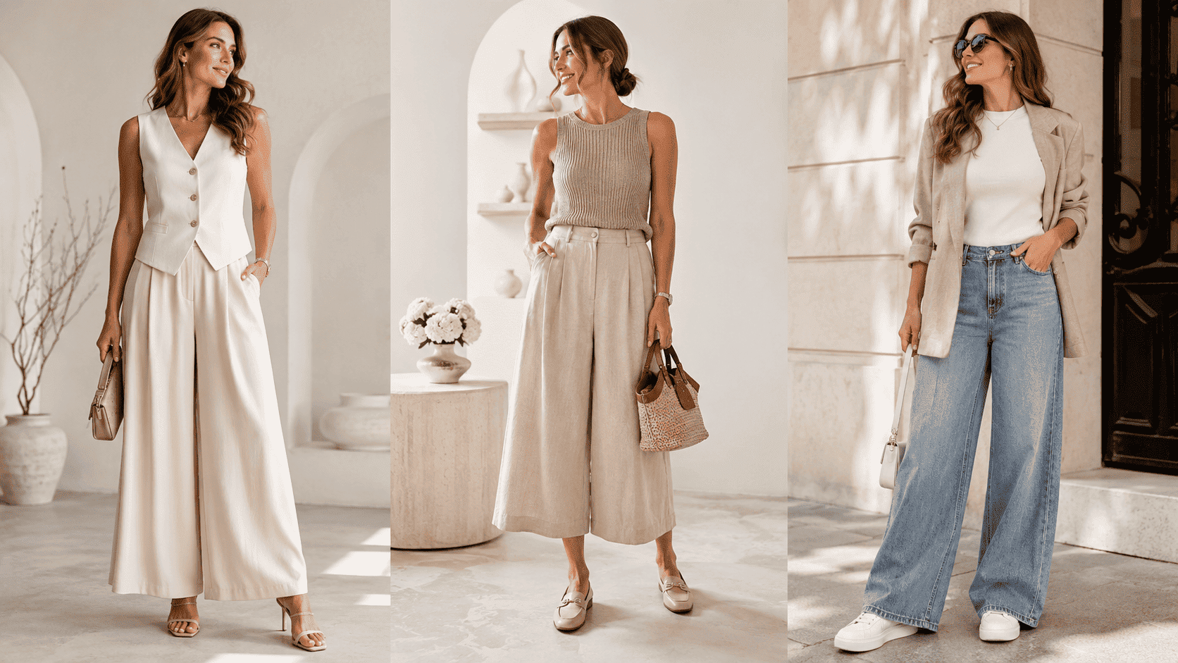 Topánky k širokým nohaviciam: Čo si obuť k palazzo, culottes či wide-leg